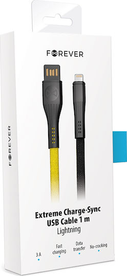 Forever Braided USB-A la Cablu Lightning Galben 1m