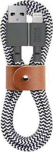 Native Union Belt Braided USB-A to Lightning Cable Gray 1.2m (BELT-L-ZEB-2-NP)