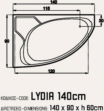 Sanitec Lydia L Eckschwanne mit linker Platzierung Acryl 140x90cm