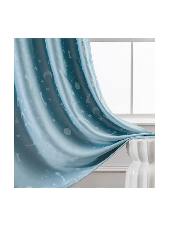 Beauty Home Kids Blackout Fluorescent Curtain With Rod Pocket Light Blue 140x270cm