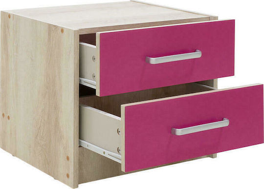 Looney Kinder Nachttisch Hölzernes Rosa 47.5x40.5x40.5cm