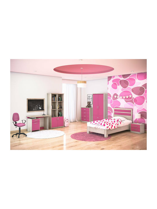 Wooden Kids Bedside Table Looney Pink 47.5x40.5x40.5cm