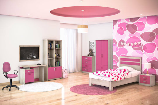 Looney Kinder Nachttisch Hölzernes Rosa 47.5x40.5x40.5cm