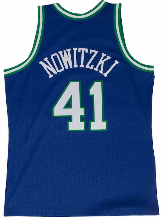 Mitchell & Ness Mavericks Nowitzki 41 SMJYGS18158-DMAROYA98DNO Bărbătească Jersey de Performanță Baschet