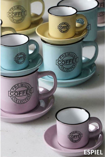Espiel Coffee Set Tassen Espresso aus Porzellan Pink 90ml 6Stück