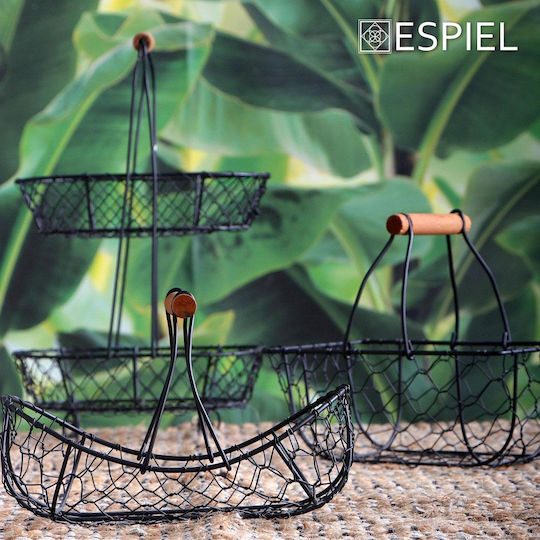 Espiel Φρουτιέρα Μεταλλική Μαύρη 23x15x9εκ.
