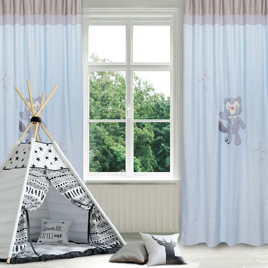 Das Home Παιδική Κουρτίνα 6462 με Τιράντες Γαλάζια 140x260εκ.