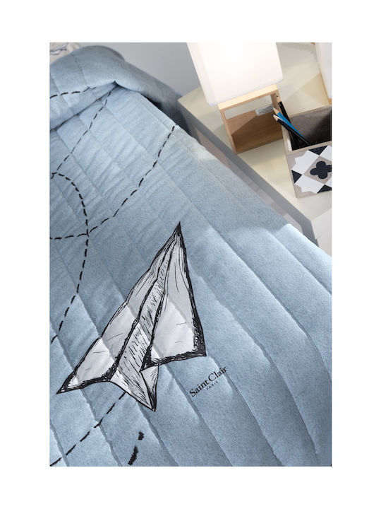 Saint Clair Kinderdecke Einzel Fly Suede Hellblau 160x220cm