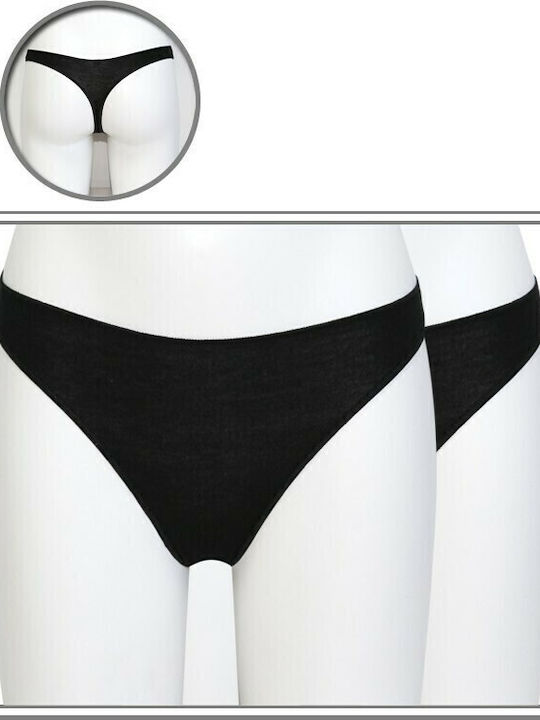 Fimelle Damen Zeichenfolge 2Pack Schwarz