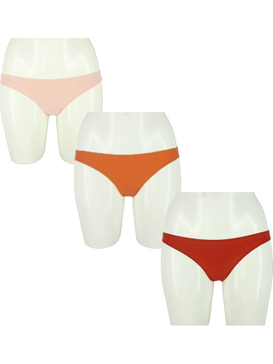 Helios Βαμβακερά Γυναικεία Slip 3Pack Red/Coral/Pink