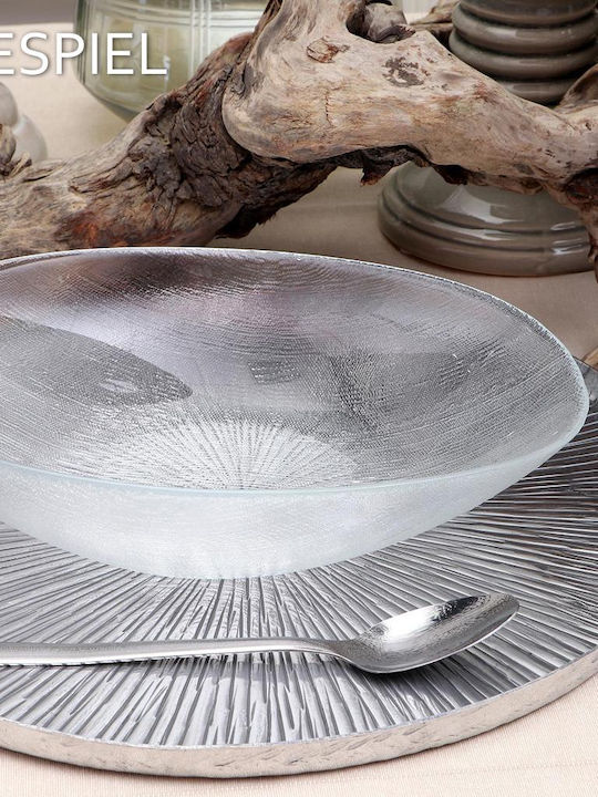 Espiel Aluminum Round Decorative Tray Aluminum Serving Platter Ribbed 26.5x26.5x1.5cm 26x26x1.5cm