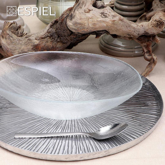 Espiel Aluminum Round Decorative Tray Aluminum Serving Platter Ribbed 26.5x26.5x1.5cm 26x26x1.5cm
