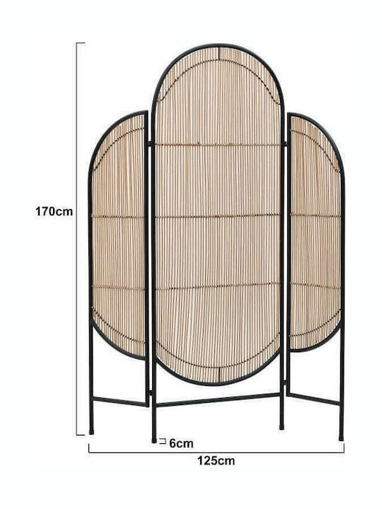 Inart Bamboo Bamboo Room Divider with 3 Panels 125x170cm