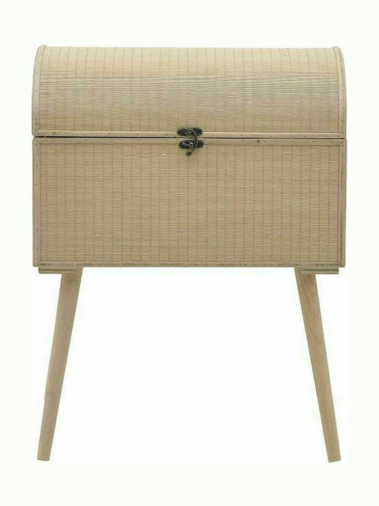 Inart Wooden Decorative Trunk Beige 50x39x66cm