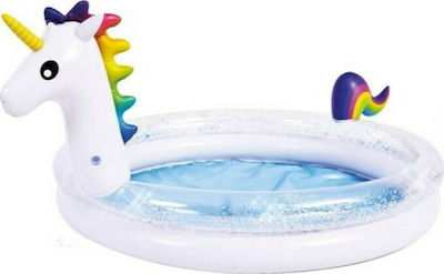 Sunclub Kinder Pool Aufblasbar 2-Ring-Einhorn mit Glitzer 99x99x50cm