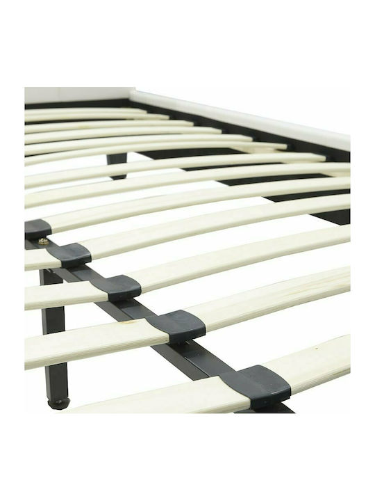 Nevil Bett Doppelbett Mit Kunstleder bezogen Weiß mit Latten für Matratze 150x200cm