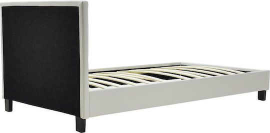 Nevil Bed Single Upholstered with Leatherette White with Slats for Mattress 100x200cm