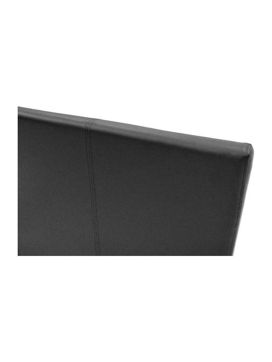 Nevil Pat Single Tapitat cu Piele Ecologică Negru cu Plăci Potrivit pentru Saltea 100x200cm
