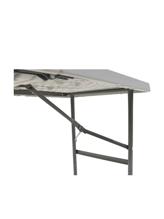 Rodeo Outdoor Dinner Foldable Table with Plastic Surface and Metal Frame White 122x60x74cm