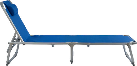 HomeMarkt Foldable Aluminum Beach Sunbed Blue with Pillow 188x58x28cm