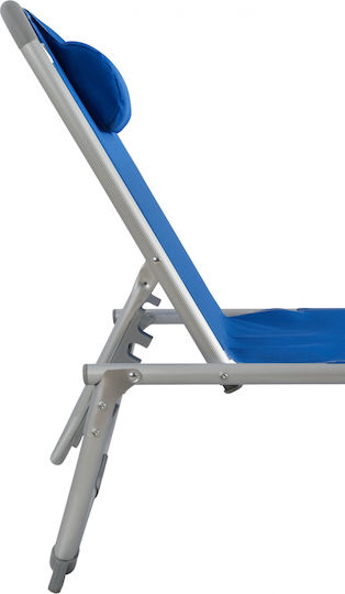 HomeMarkt Foldable Aluminum Beach Sunbed Blue with Pillow 188x58x28cm