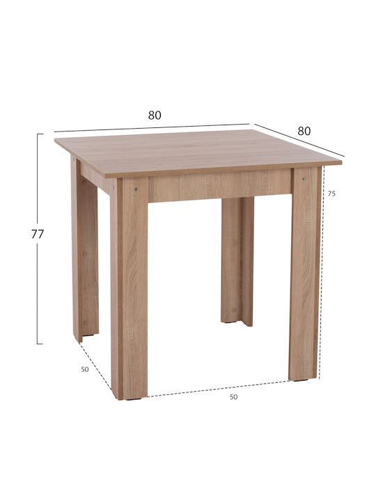 Kelvin Table Kitchen Wooden Sonama Oak 80x80x77cm
