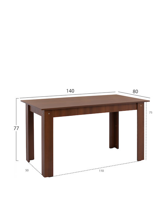 Tisch Küche Holz Walnut 140x80x77cm