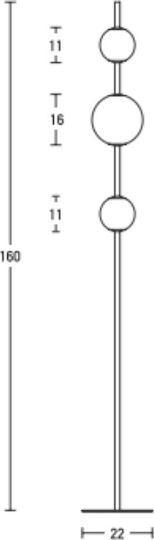Zambelis Lights LED Floor Lamp H160xW22cm. with Warm White Light 960lm Black