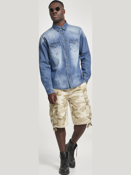 Cu mânecă lungă Denim Cămașă Albastru spălat