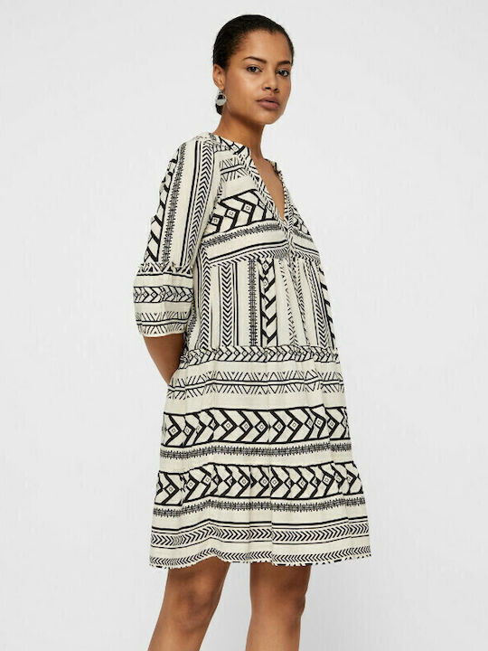 Dicthe Rochie de Vară Mini Negru/Alb