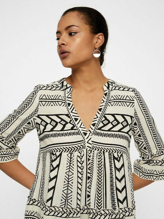 Dicthe Rochie de Vară Mini Negru/Alb