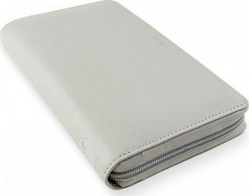 Filofax Organizer Saffiano Personal Compact Zip Γκρι Δερμάτινο