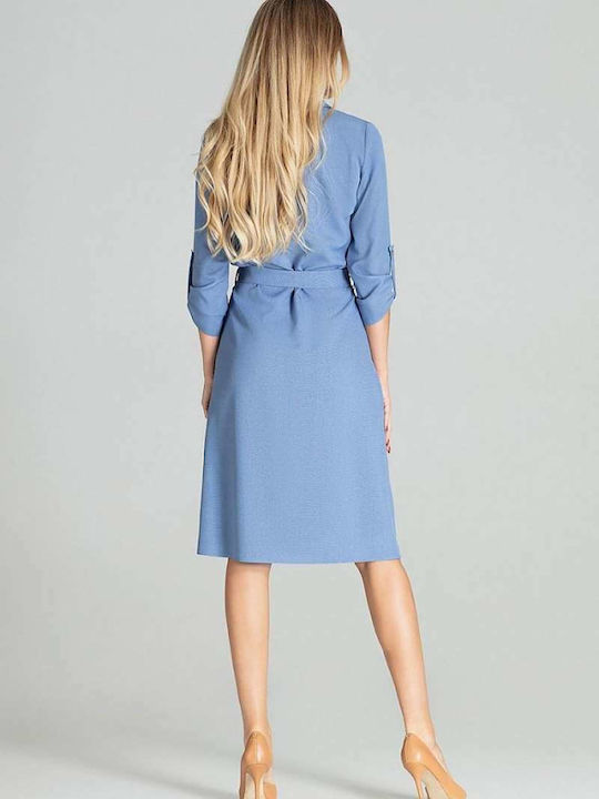 Figl M703 Midi Shirt Dress Dress Blue