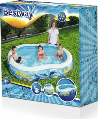 Bestway Kinder Pool Aufblasbar Blaue Tiefen 262x157x46cm Blauer Boden
