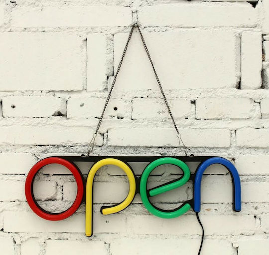 Open LED Sign One - Sided 40x15cm Yellow / Red / Blue / Green