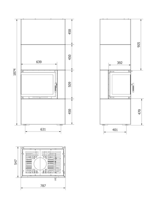 Kratki Simple Box L S Енергийна вмъкната касета Дърво 8кВт Ляв ъгъл с отваряща се врата Черен