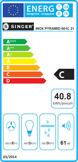 Singer Pyramid 901C 21 Απορροφητήρας Καμινάδα 90cm Inox
