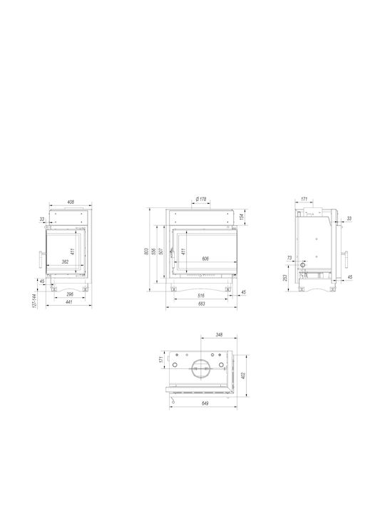 Kratki Maja PW BP 12 BS W DECO Ενεργειακό Τζάκι Ξύλου 8kW Δεξιά Γωνία με Ανοιγόμενη Πόρτα Κλειστού Δοχείου