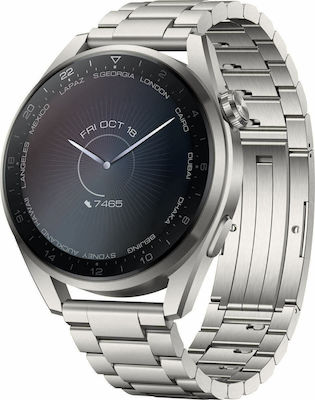 Huawei Watch 3 Pro Elite Titanium 48mm Αδιάβροχο με eSIM και Παλμογράφο (Ασημί)