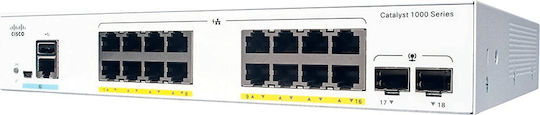 Cisco Catalyst C1000-16P-2G-L Gestionat L2 PoE+ Switch cu 16 Porturi Gigabit (1Gbps) Ethernet și 2 Porturi SFP