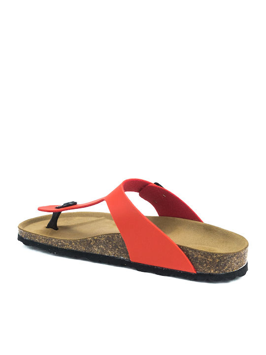 Leather Women's Flat Sandals in Red Color