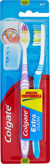 Colgate Extra Clean 1+1 Zahnbürste Mittel Light Blue / Purple 2Stück