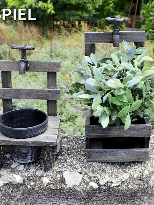 Espiel Planter Wooden Gray with Stand 14x14x23cm. Chair