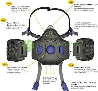 3M Mask Half Face with Replaceable Filters HF-800SD