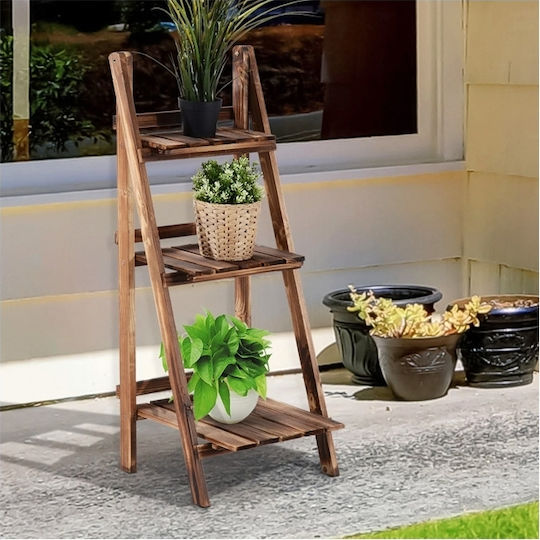 Outsunny Folding Shelf Levels Pot Rack Wooden Brown 37cmx37cmcm.