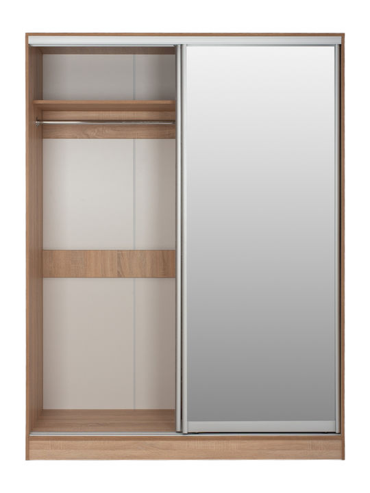 Double Door Wardrobe Sliding Adler with Mirror Sonama 160x60x210cm