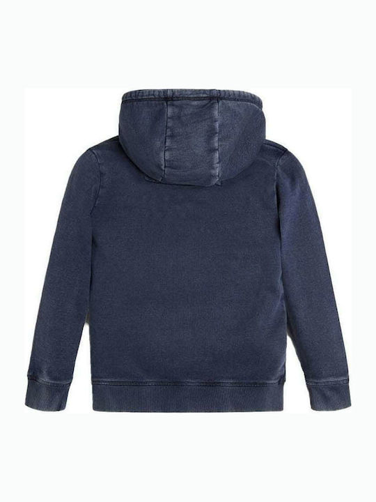 Guess Kinder Sweatshirt mit Kapuze und Taschen Blau