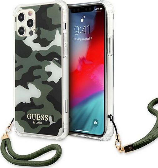 Guess Camo Back Cover Σιλικόνης με Λουράκι Χακί (iPhone 12 Pro Max)