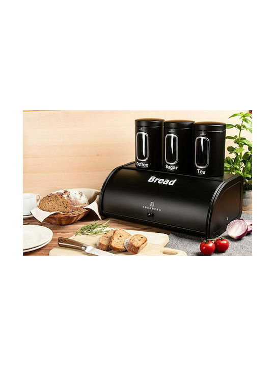 Edenberg Set 4Stück Gläser für Zucker / Kaffee / Tee mit Deckel Metallisch Braun