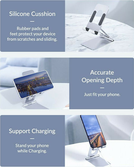 Orico Foldable Phone Holder Βάση Γραφείου για Κινητό σε Ασημί χρώμα